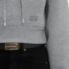 Felpa con cappuccio corta e strutturata in grigio melange Felpa con cappuccio corta e strutturata in grigio melange