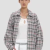Giacca-camicia cocoon dal taglio morbido a quadri blu-rossi Giacca-camicia cocoon dal taglio morbido a quadri blu-rossi