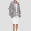 Giacca-camicia cocoon dal taglio morbido a quadri blu-rossi Giacca-camicia cocoon dal taglio morbido a quadri blu-rossi