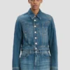 Giacca in denim con lavaggio blu medio Giacca in denim con lavaggio blu medio