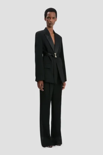 Giacca sartoriale con cintura in nero