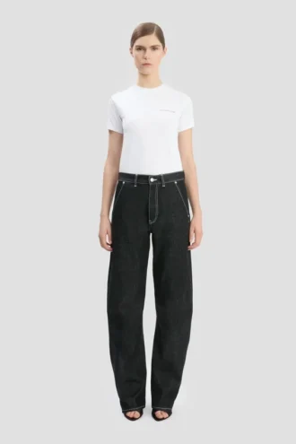 Jeans slouch a vita bassa in nero slavato