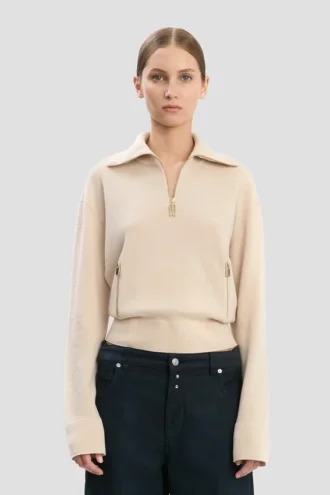 Maglione Milano con mezza zip in rosa pallido