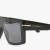 Montatura oversize con parte superiore piatta in nero Montatura oversize con parte superiore piatta in nero
