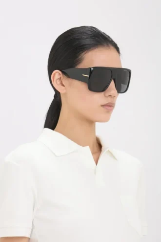 Montatura oversize in acetato morbido di forma quadrata, colore nero