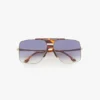Montatura oversize in metallo e acetato color oro havana Montatura oversize in metallo e acetato color oro havana