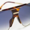Montatura oversize in metallo e acetato color oro havana Montatura oversize in metallo e acetato color oro havana