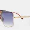Montatura oversize in metallo e acetato color oro havana Montatura oversize in metallo e acetato color oro havana
