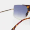 Montatura oversize in metallo e acetato color oro havana Montatura oversize in metallo e acetato color oro havana
