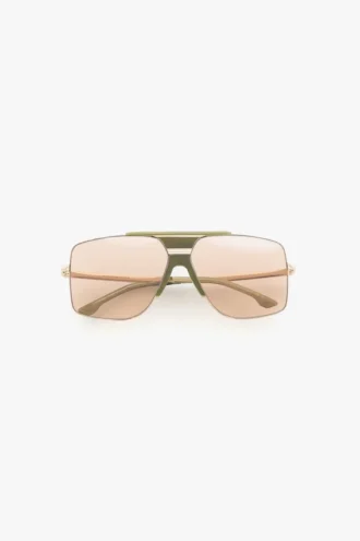 Montatura oversize in metallo e acetato in marmo verde