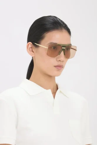 Montatura oversize in metallo e acetato in marmo verde