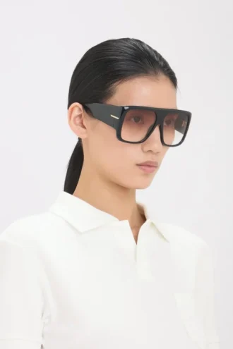 Montatura oversize in morbido acetato blu a forma di quadrato