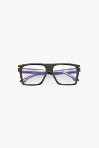 Montatura scolpita flat top in nero