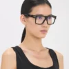 Montatura scolpita flat top in nero Montatura scolpita flat top in nero