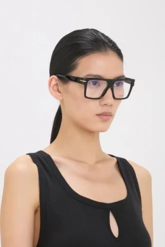 Montatura scolpita flat top in nero