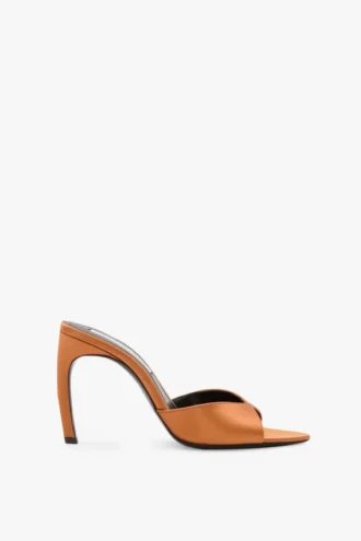 Mule Harlow 100 in raso color bronzo