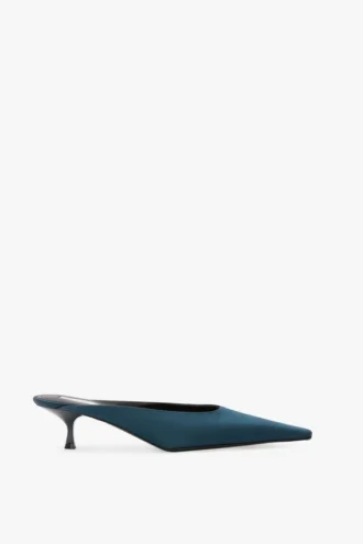 Mule Sloane 45 in raso blu verde acqua