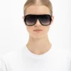 Occhiali da sole a maschera a strati con sfumatura nera Occhiali da sole a maschera a strati con sfumatura nera