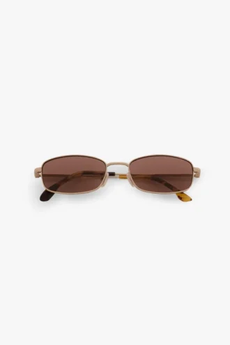 Occhiali da sole in metallo color oro miele avana