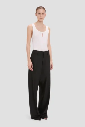 Pantaloni a gamba curva in nero