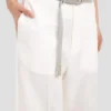 Pantaloni a gamba dritta con risvolto in bianco sporco