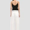 Pantaloni a gamba dritta con risvolto in bianco sporco