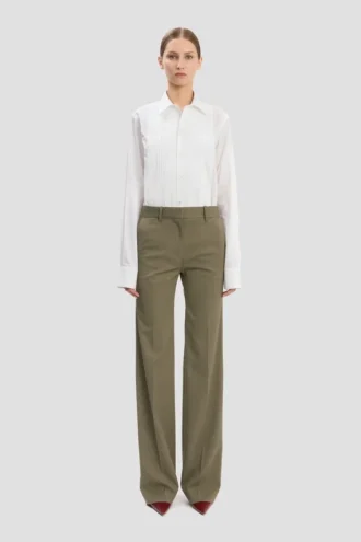 Pantaloni a gamba dritta sartoriali in misto salvia