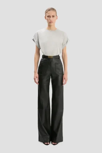 Pantaloni Alina in pelle nera