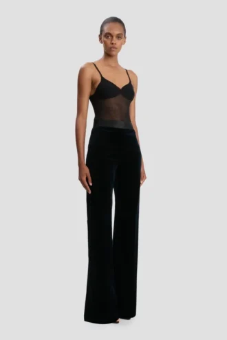 Pantaloni Alina in velluto color mezzanotte