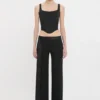 Pantaloni con cintura in raso nero Pantaloni con cintura in raso nero
