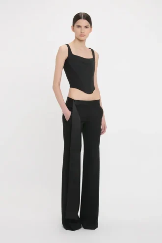 Pantaloni con cintura in raso nero