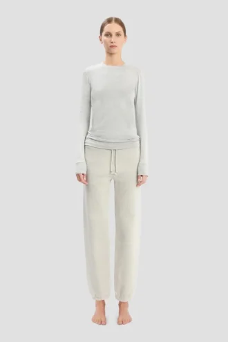 Pantaloni jogger con logo ricamato in grigio melange