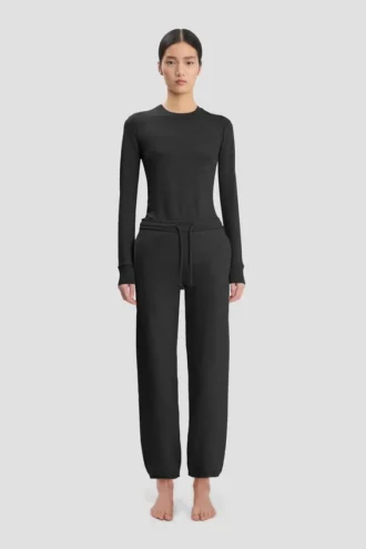 Pantaloni jogger con logo ricamato in nero