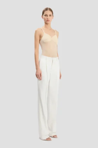 Pantaloni sartoriali a gamba dritta in avorio Pantaloni sartoriali a gamba dritta in avorio