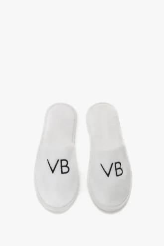 Pantofole in spugna ricamate VB in bianco