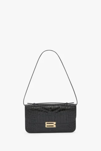 Pochette Dorian in pelle nera goffrata