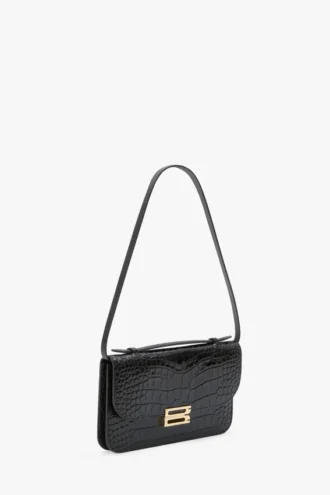 Pochette Dorian in pelle nera goffrata