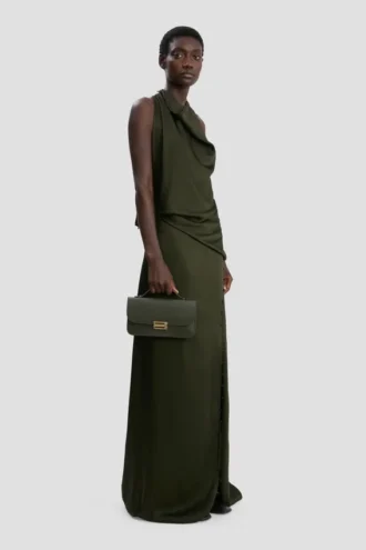 Pochette Dorian in pelle verde oliva scuro