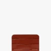 Portacarte a busta in pelle goffrata effetto coccodrillo rosso mattone