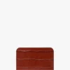 Portacarte a busta in pelle goffrata effetto coccodrillo rosso mattone
