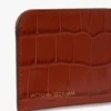 Portacarte a busta in pelle goffrata effetto coccodrillo rosso mattone