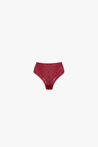 Slip con monogramma in pizzo rosso papavero
