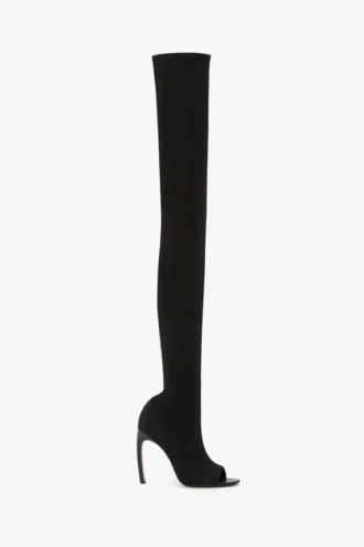 Stivale Harlow in jersey elasticizzato con punta aperta 100 in nero Stivale Harlow in jersey elasticizzato con punta aperta 100 in nero