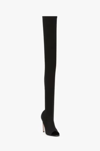 Stivale Harlow in jersey elasticizzato con punta aperta 100 in nero Stivale Harlow in jersey elasticizzato con punta aperta 100 in nero