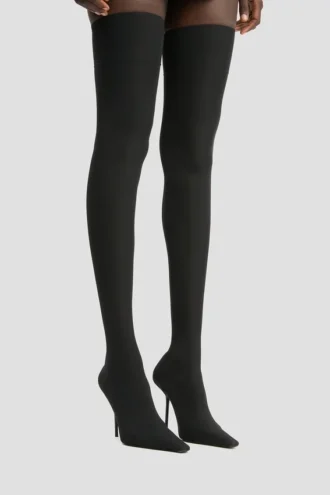 Stivali con tacco a spillo in jersey Sloane 100 in nero