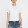 T-shirt aderente con logo rimpicciolito in bianco T-shirt aderente con logo rimpicciolito in bianco