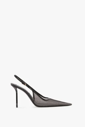 The Victoria stiletto slingback 100 in rete nera