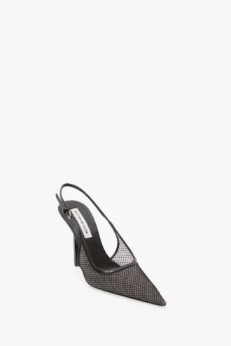 The Victoria stiletto slingback 100 in rete nera